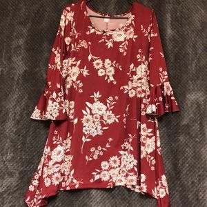Maroon Floral Tunic NWOT